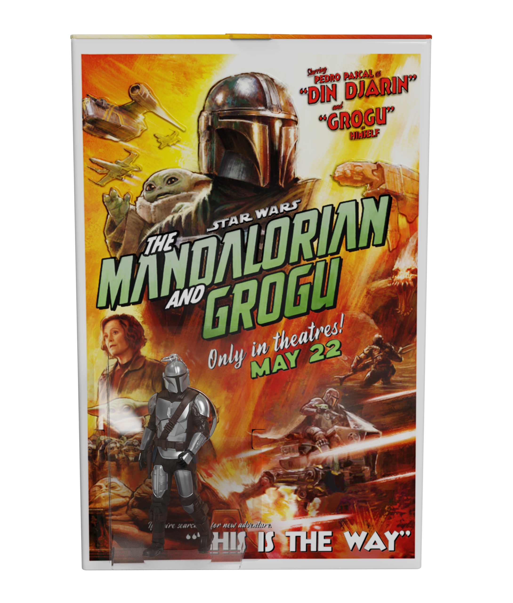 The Mandalorian and Grogu: Square Tin Popcorn Bucket with Mandalorian Keychain - Image 3