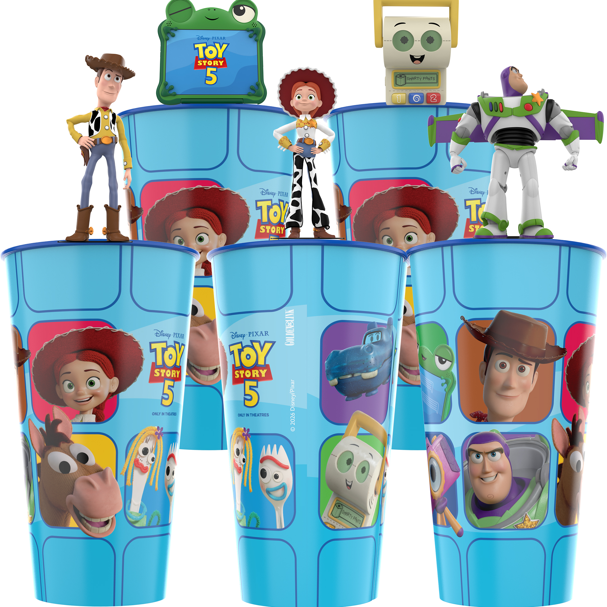 Toy Story 5: FIVE Topper Cups with All FIVE Collectable Character Toppers