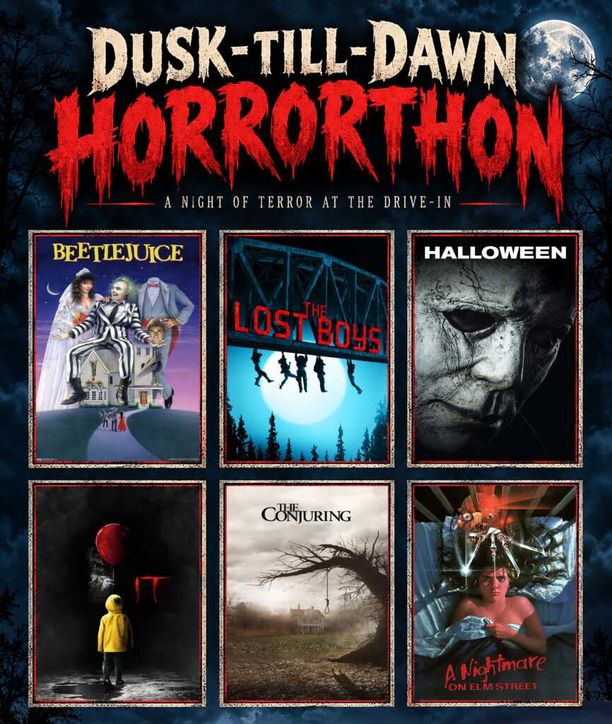 Dusk-Till-Dawn Drive-In Horrorthon 2026 Ticketing Banner